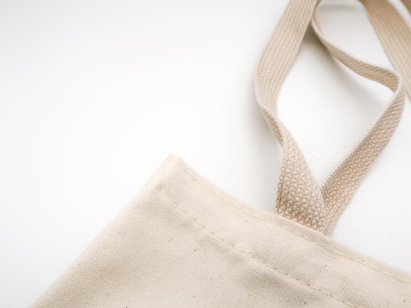 Photo of a canvas tote bag close up