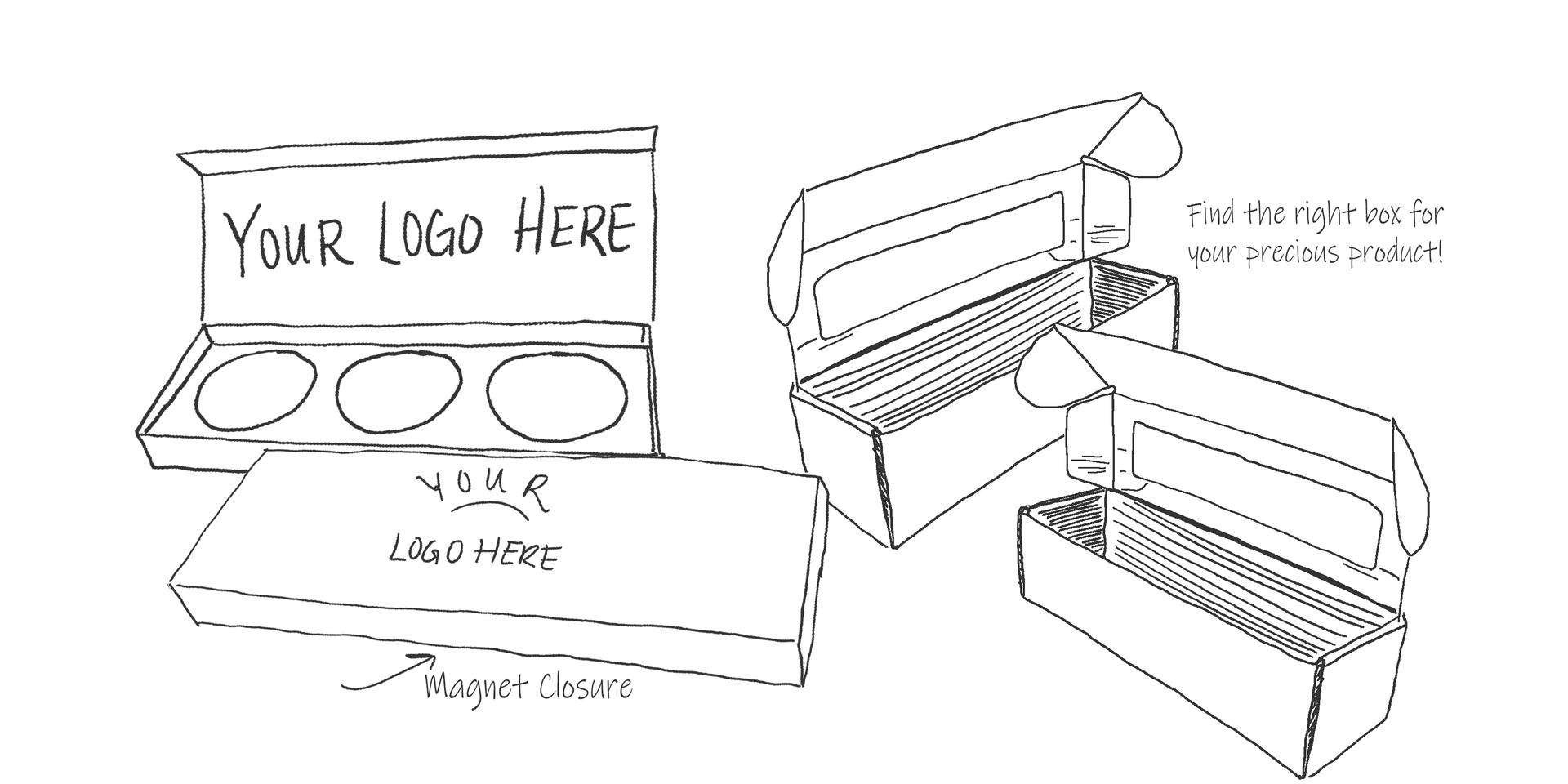 An open box with three spaces to display tea