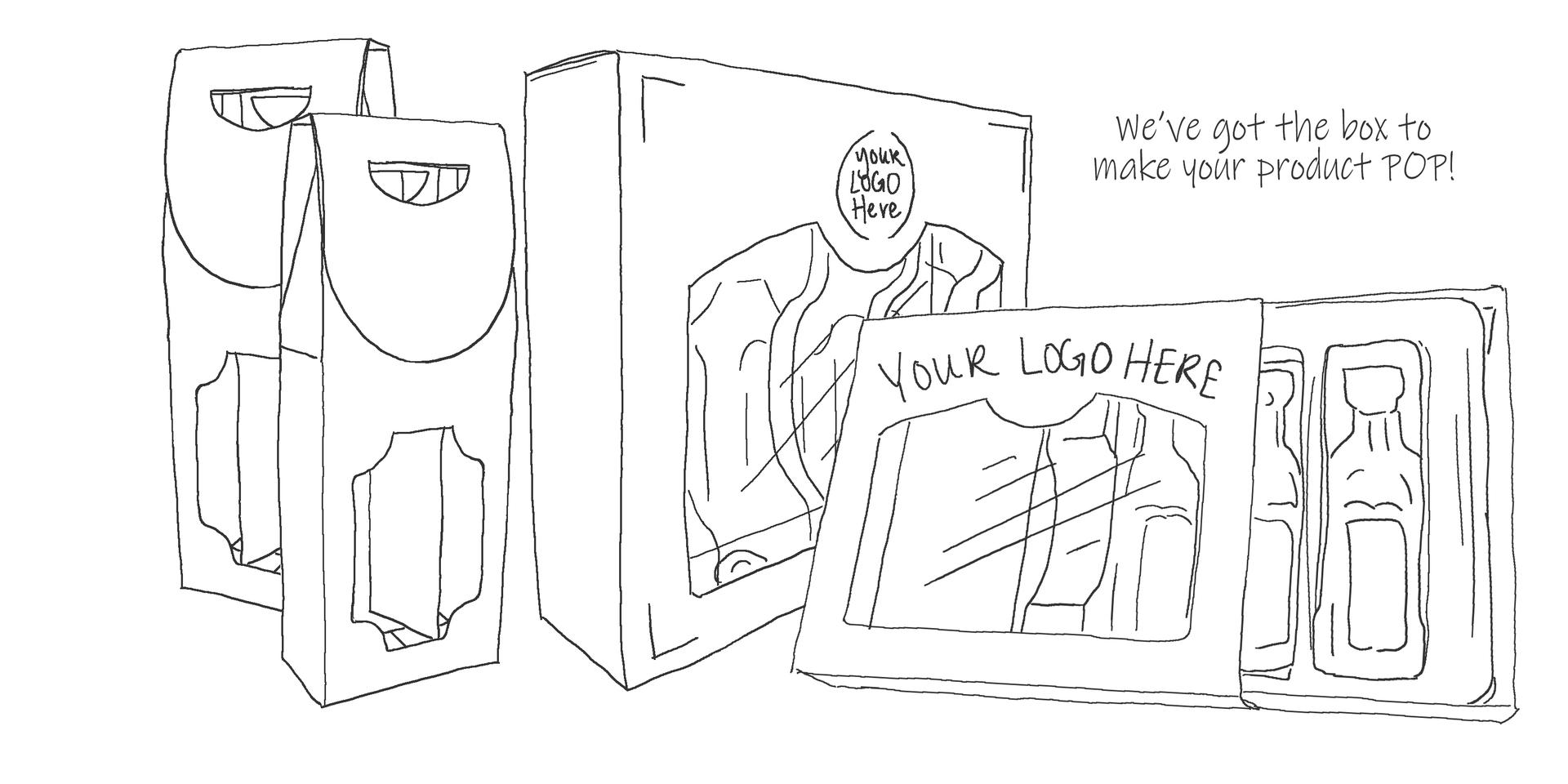 Illustration of olive oil boxes