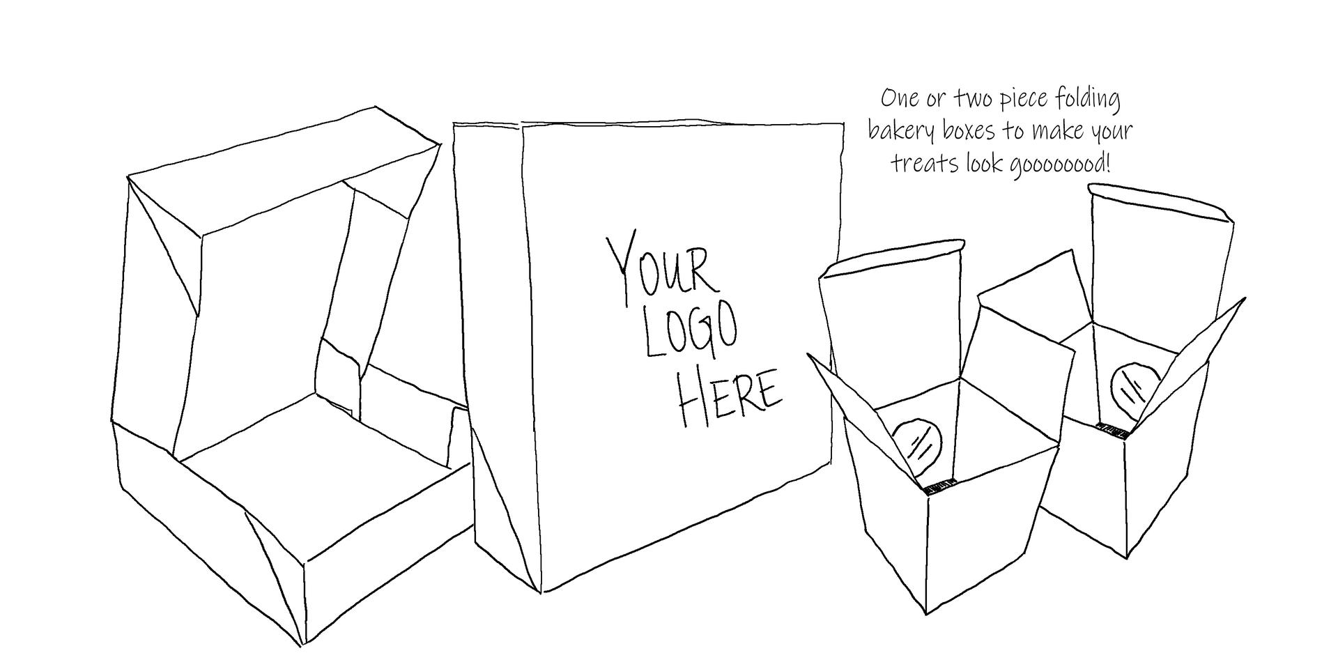 Illustration of a bakery box at different angles